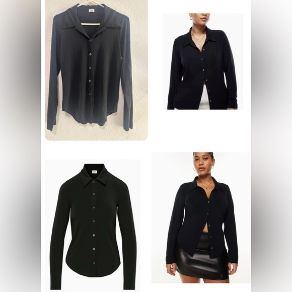 Aritzia Wilfred Black Pose Button-Up Long Sleeve Top Shirt Top Size Medium - Picture 1 of 11